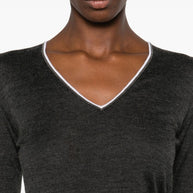 Brunello Cucinelli Cashmere And Silk V-necked Sweater - Grey