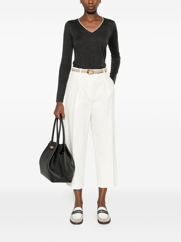 Brunello Cucinelli Cashmere And Silk V-necked Sweater - Grey