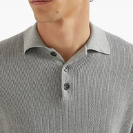 Brunello Cucinelli Cotton Knitted Polo - Light Grey