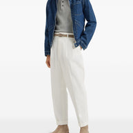 Brunello Cucinelli Cotton Knitted Polo - Light Grey