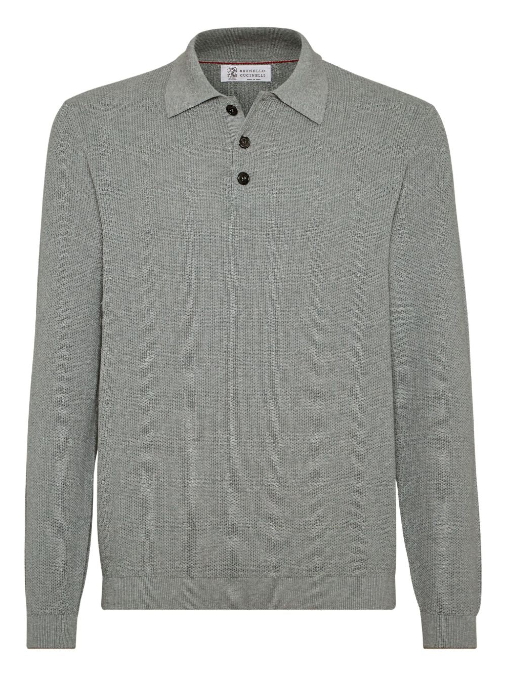 Brunello Cucinelli Cotton Knitted Polo - Light Grey