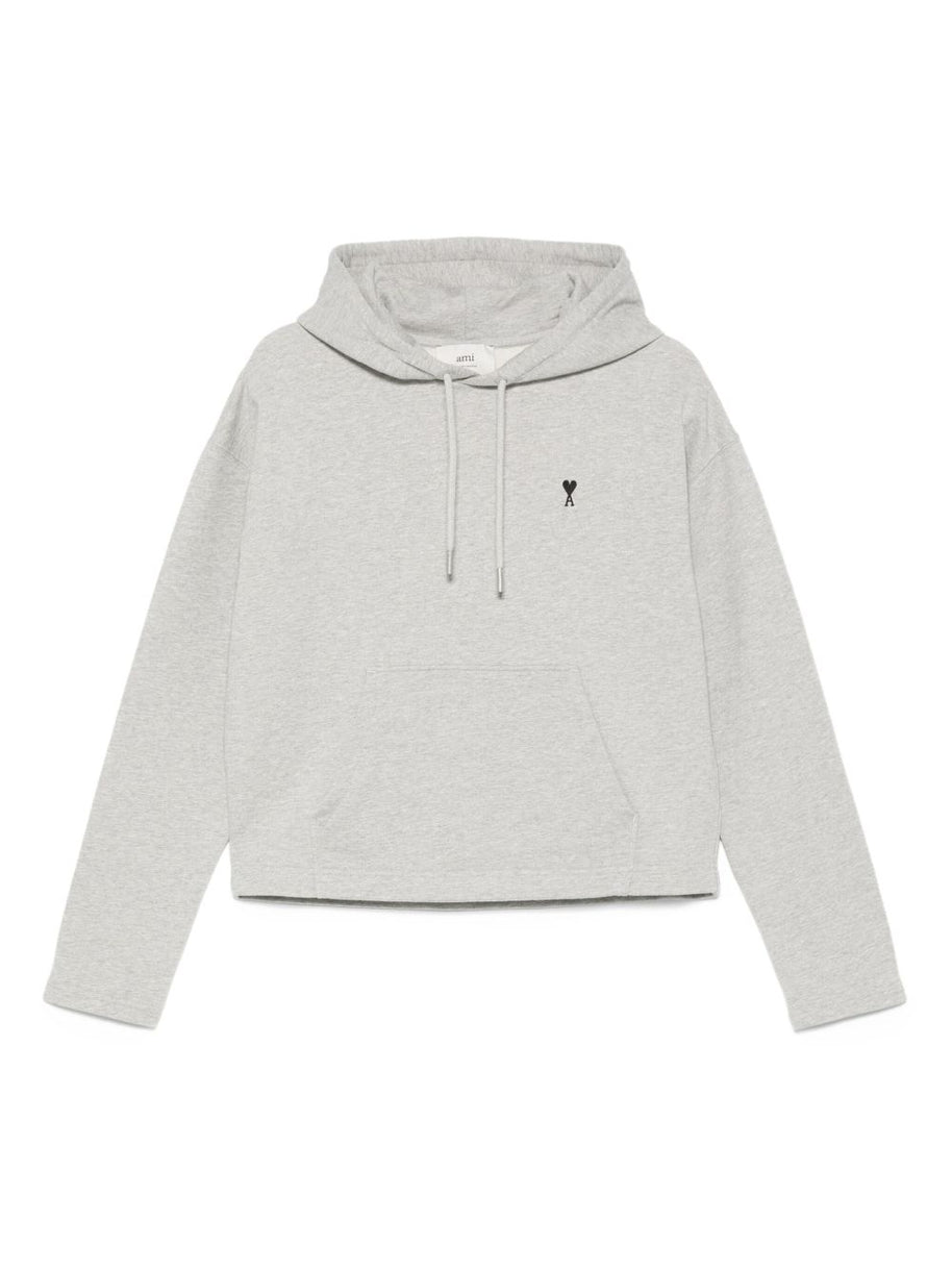 Ami Paris Ami De Coeur Cotton Hoodie - Light Grey