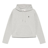 Ami Paris Ami De Coeur Cotton Hoodie - Light Grey