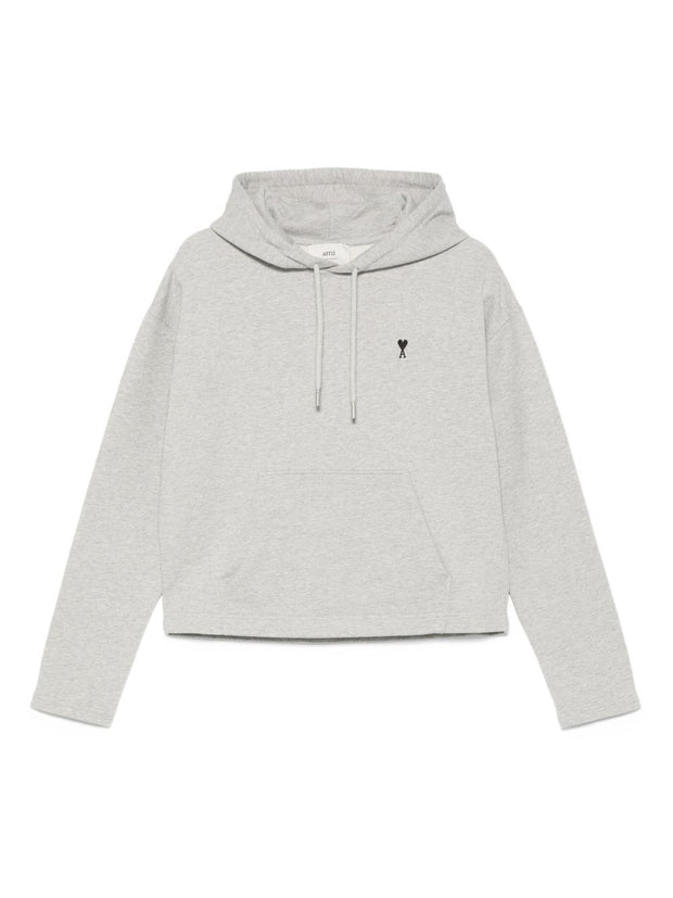 Ami Paris Ami De Coeur Cotton Hoodie - Light Grey