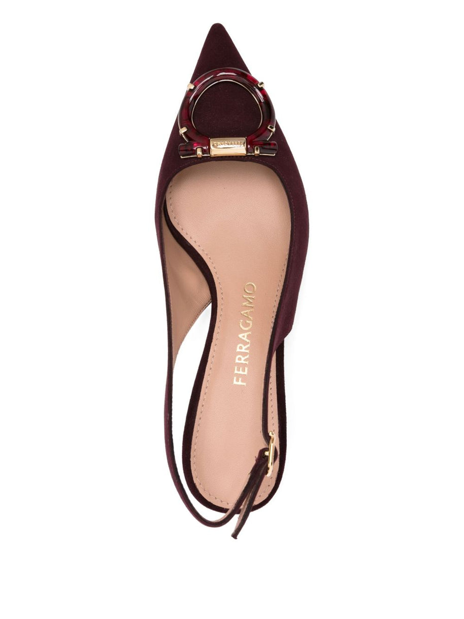Ferragamo Leather Slingback Pumps - Bordeaux
