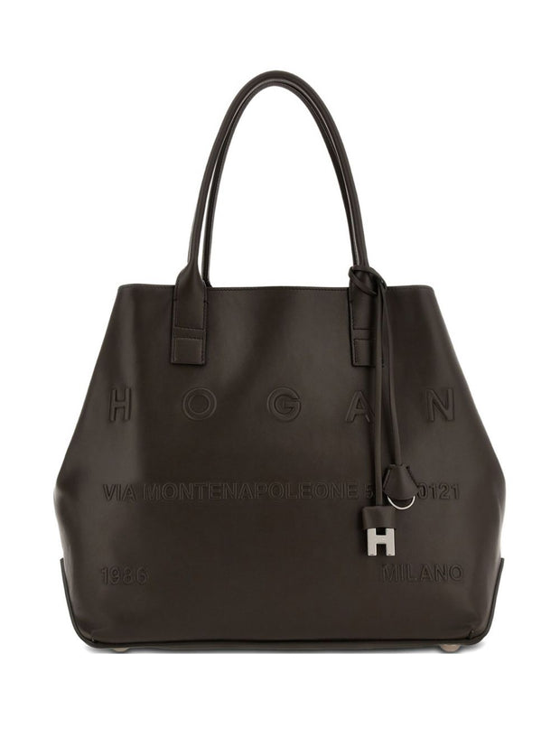 HOGAN PRE Script Medium Leather Tote Bag