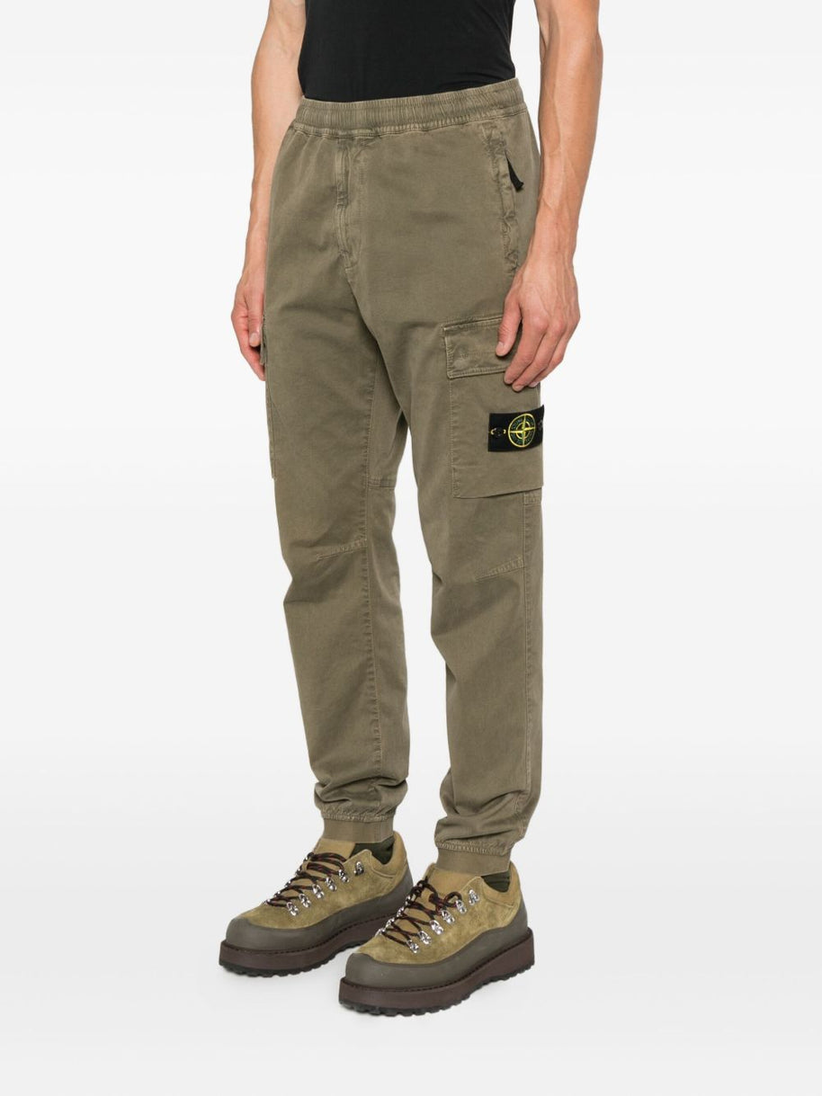 Stone Island Logo CottonCcargo Trousers -  Green