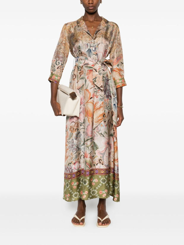 Pierre Louis Mascia Printed Silk Long Dress - Beige