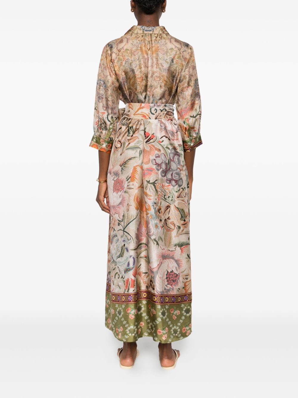 Pierre Louis Mascia Printed Silk Long Dress - Beige