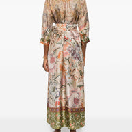 Pierre Louis Mascia Printed Silk Long Dress - Beige