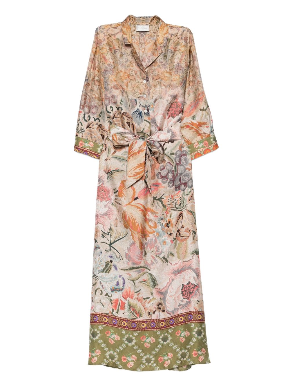 Pierre Louis Mascia Printed Silk Long Dress - Beige