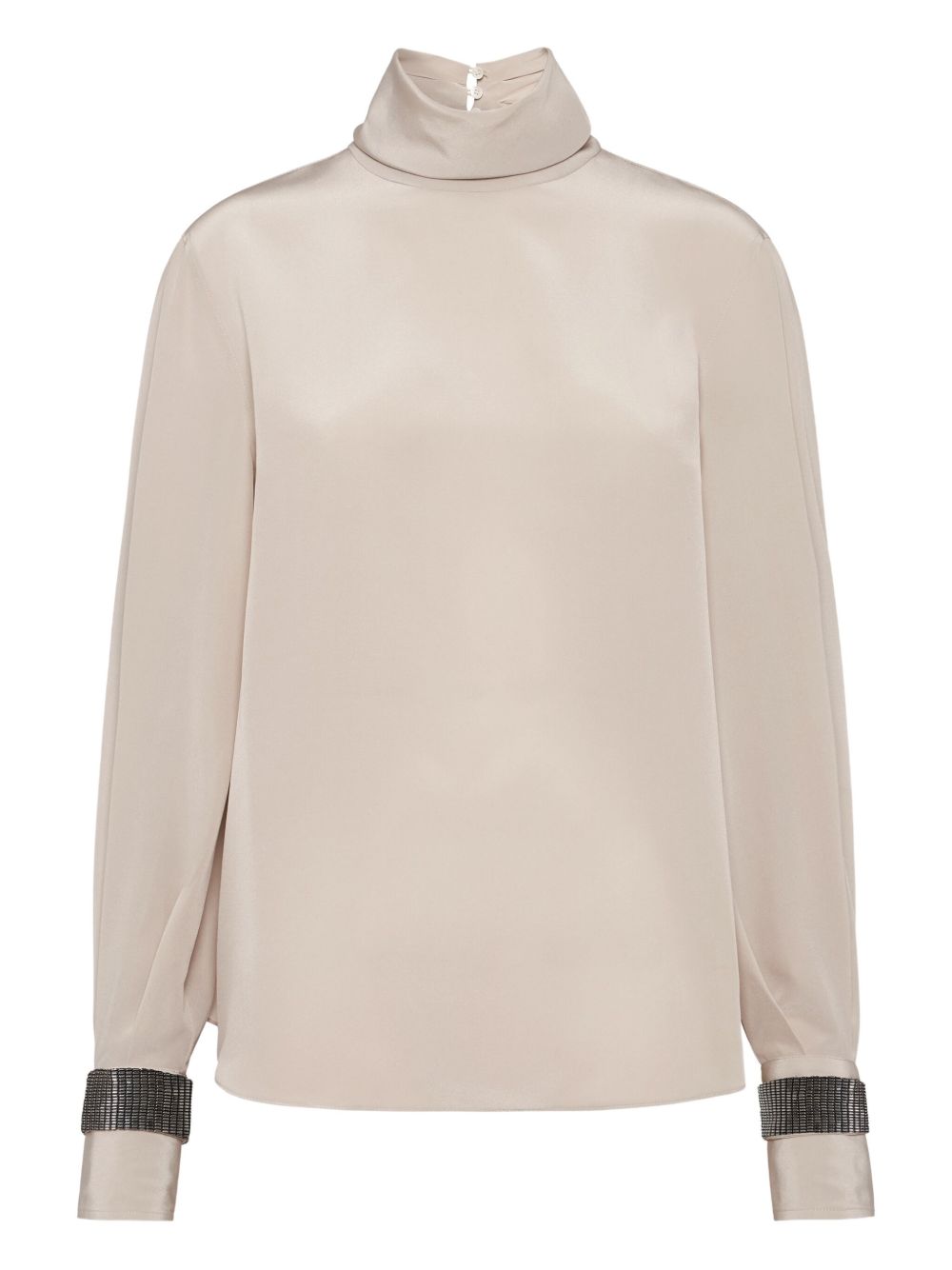 Brunello Cucinelli Silk High Neck Top - Beige