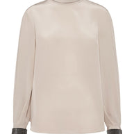 Brunello Cucinelli Silk High Neck Top - Beige