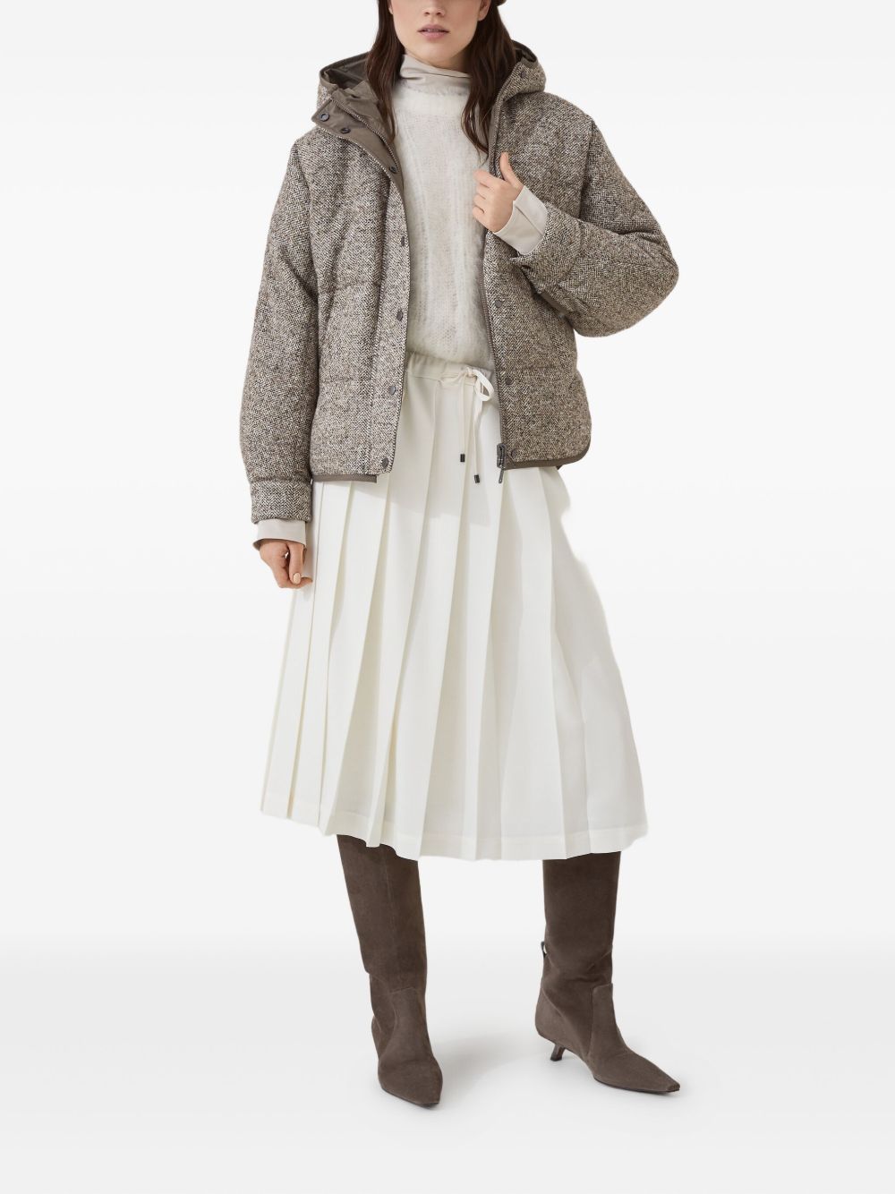 Brunello Cucinelli Silk High Neck Top - Beige