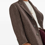 Brunello Cucinelli Cashmere And Silk Single Breasted Coat - Brown