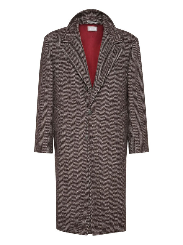 Brunello Cucinelli Cashmere And Silk Single Breasted Coat - Brown