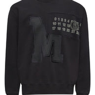 MM6 Maison Margiela Logo Cotton Crewneck Sweatshirt - Black