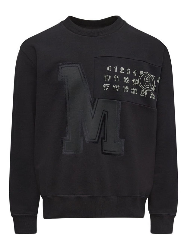 MM6 Maison Margiela Logo Cotton Crewneck Sweatshirt - Black