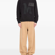 MM6 Maison Margiela Logo Cotton Crewneck Sweatshirt - Black