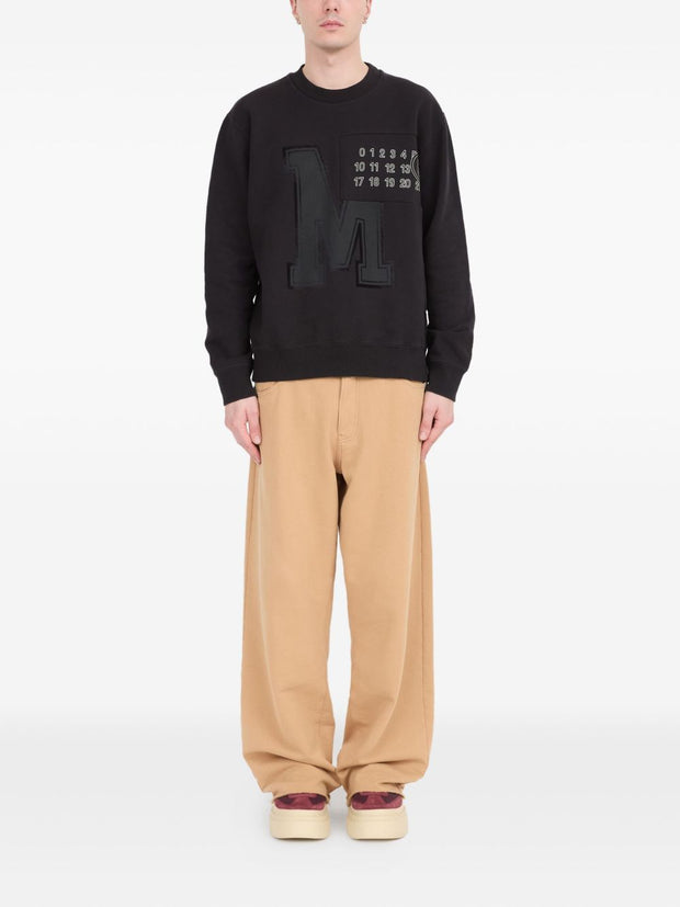 MM6 Maison Margiela Logo Cotton Crewneck Sweatshirt - Black
