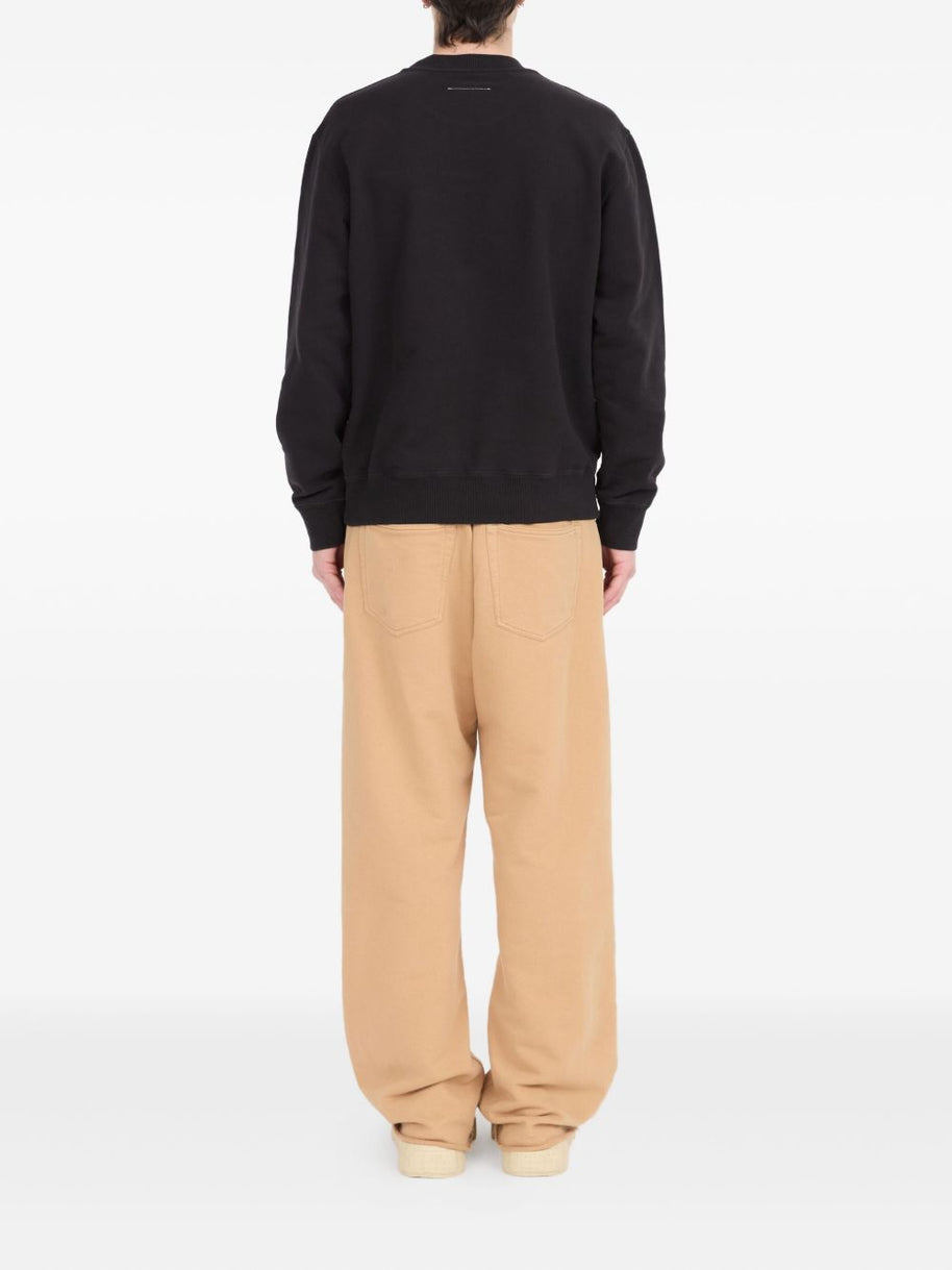 MM6 Maison Margiela Logo Cotton Crewneck Sweatshirt - Black