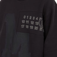 MM6 Maison Margiela Logo Cotton Crewneck Sweatshirt - Black