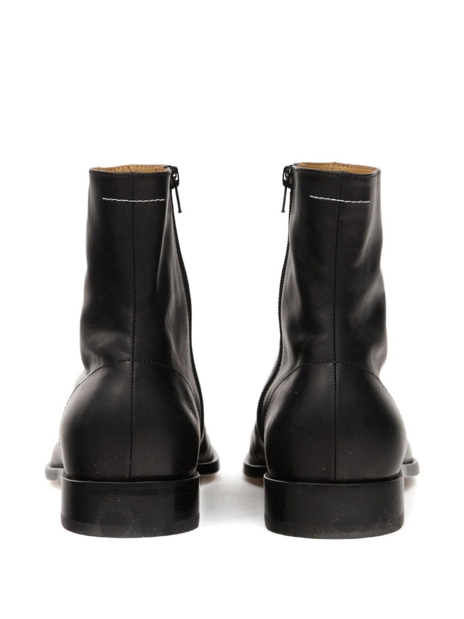 MM6 Maison Margiela Leather Ankle Boots - Black