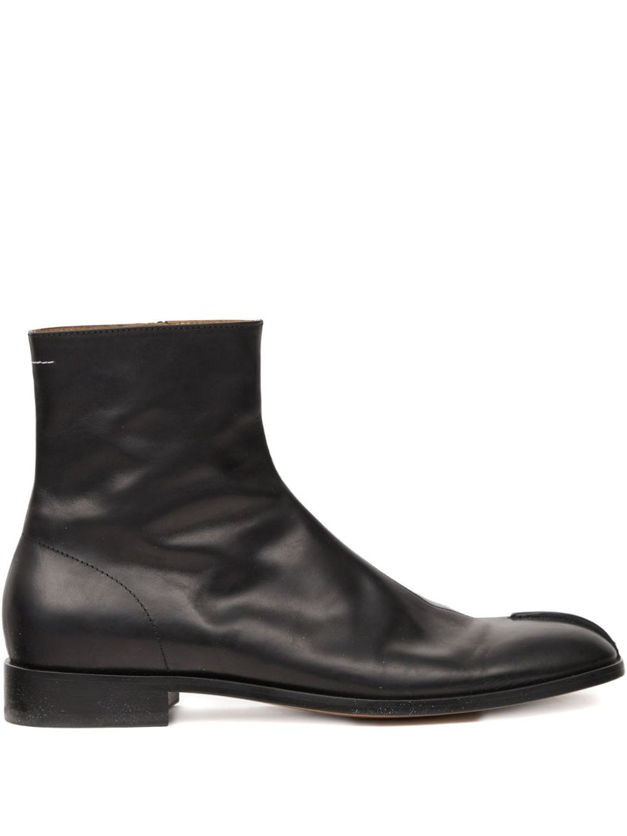 MM6 Maison Margiela Leather Ankle Boots - Black