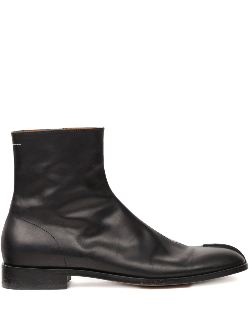 MM6 Maison Margiela Leather Ankle Boots - Black
