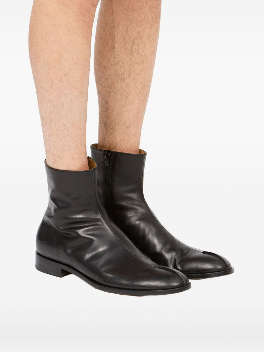 MM6 Maison Margiela Leather Ankle Boots - Black