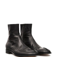 MM6 Maison Margiela Leather Ankle Boots - Black