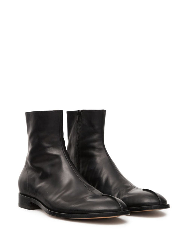 MM6 Maison Margiela Leather Ankle Boots - Black