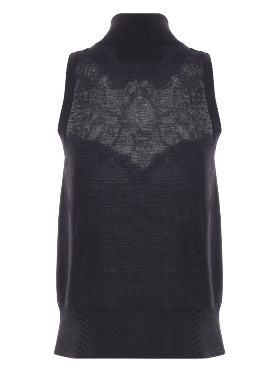 Ermanno Scervino Wool Blend Sleeveless Sweater - Black