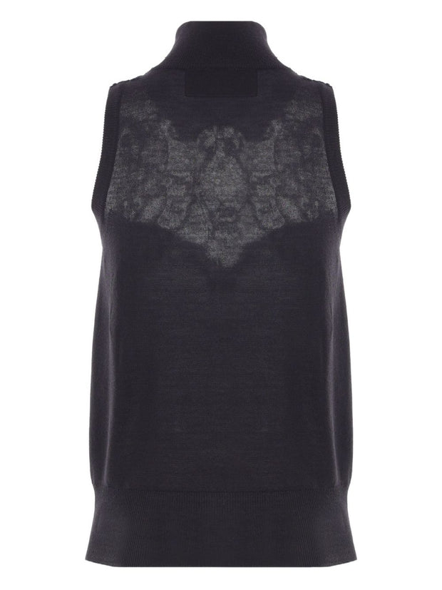 Ermanno Scervino Wool Blend Sleeveless Sweater - Black
