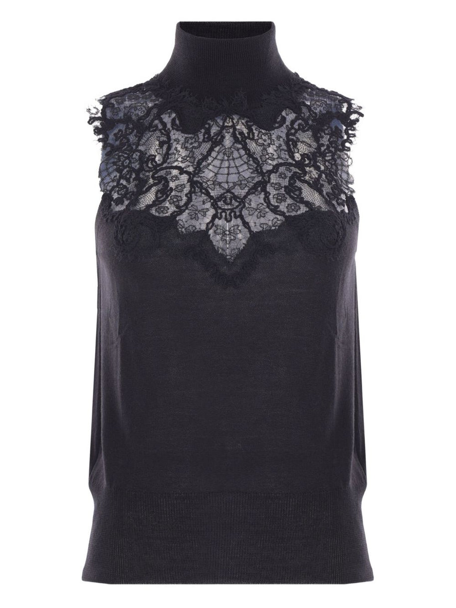 Ermanno Scervino Wool Blend Sleeveless Sweater - Black