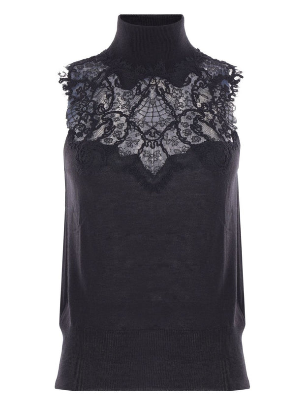 Ermanno Scervino Wool Blend Sleeveless Sweater - Black