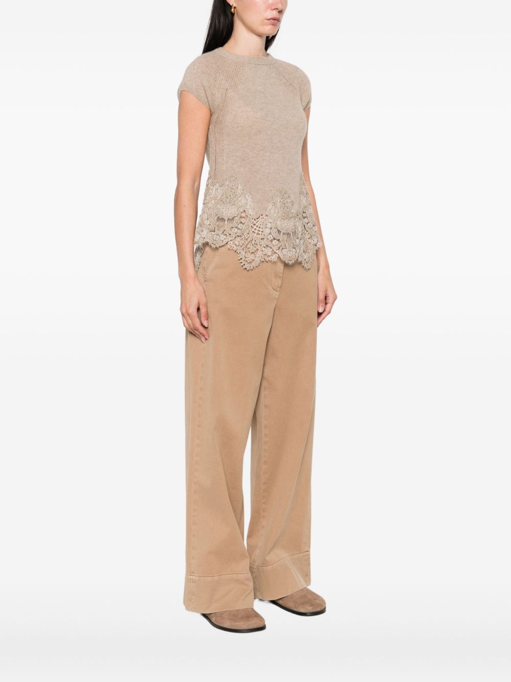 Ermanno Scervino Lace Cashmere Top - Dove Grey