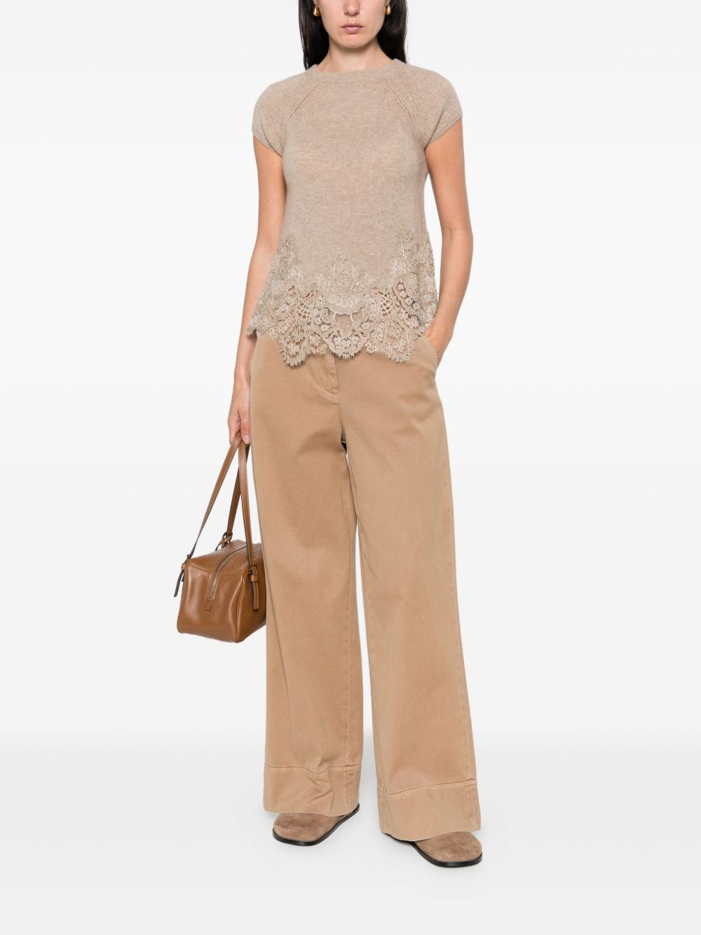 Ermanno Scervino Lace Cashmere Top - Dove Grey
