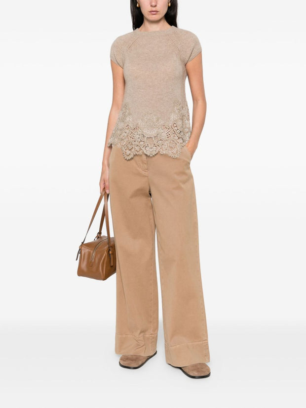 Ermanno Scervino Lace Cashmere Top - Dove Grey