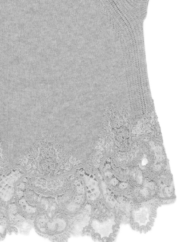 Ermanno Scervino Lace Cashmere Top - Grey