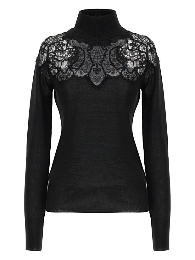 Ermanno Scervino Cashmere Turtle-neck Sweater - Black