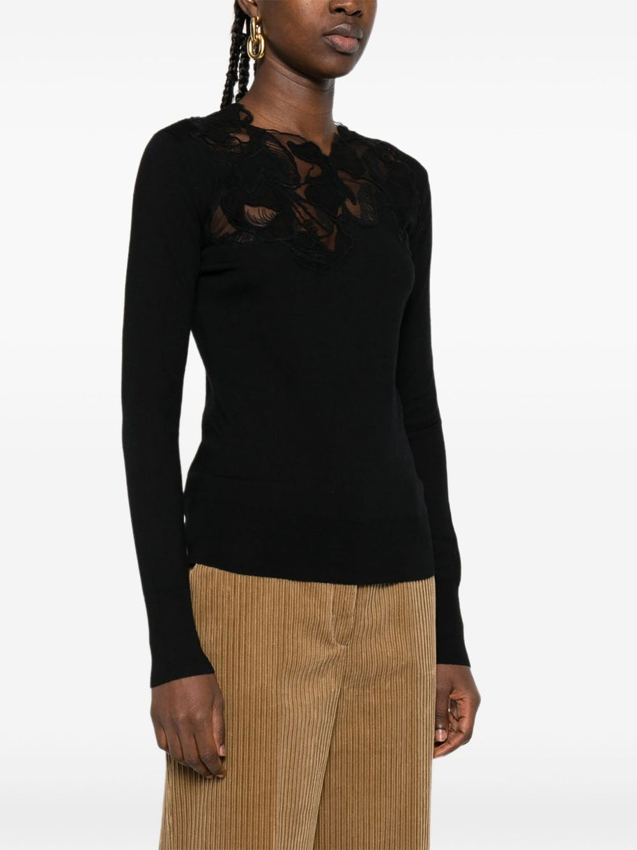 Ermanno Scervino Lace Wool Sweater - Black