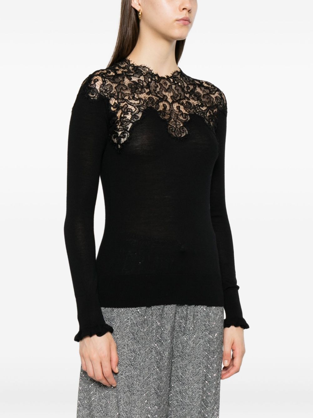 Ermanno Scervino Lace Wool Sweater - Black