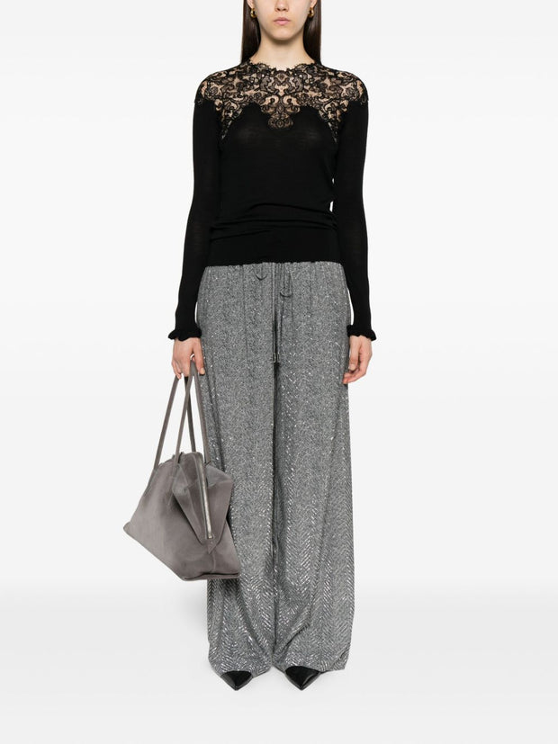 Ermanno Scervino Lace Wool Sweater - Black