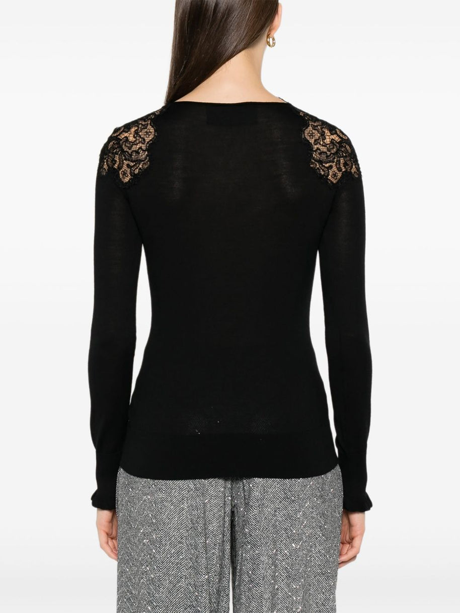 Ermanno Scervino Lace Wool Sweater - Black