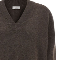 Brunello Cucinelli Cashmere V-necked Sweater - Brown
