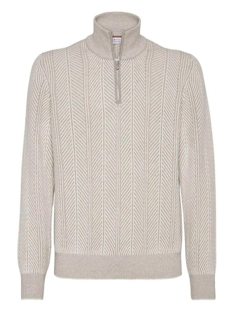 Brunello Cucinelli Cashmere Turtle Neck Jumper - White