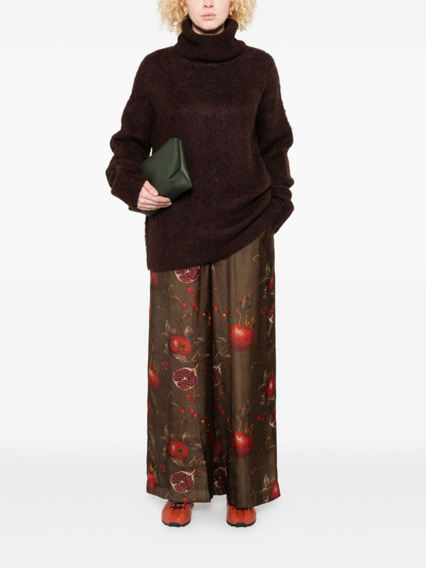 Uma Wang Printed Wide-leg Trousers - Brown