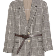 Brunello Cucinelli Check Belted Blazer