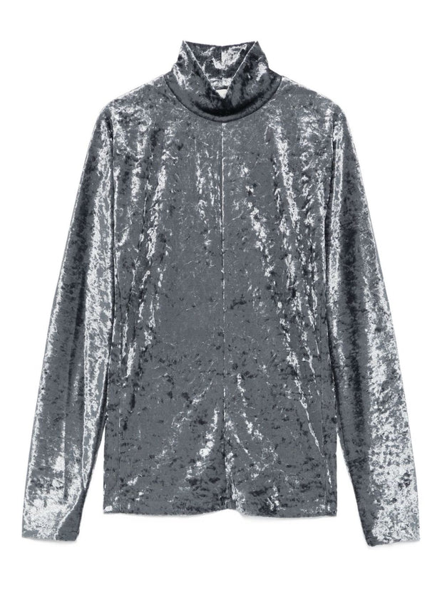 Forte Forte Velvet Turtle-neck Top - Grey